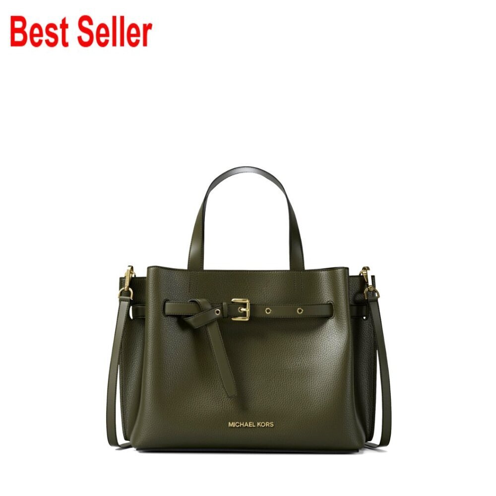 Pebble Leather Satchel with Gold-Tone Hardware